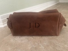 Brown Leather Toiletry Bag with JD Monogram (2 bags for price of 1)