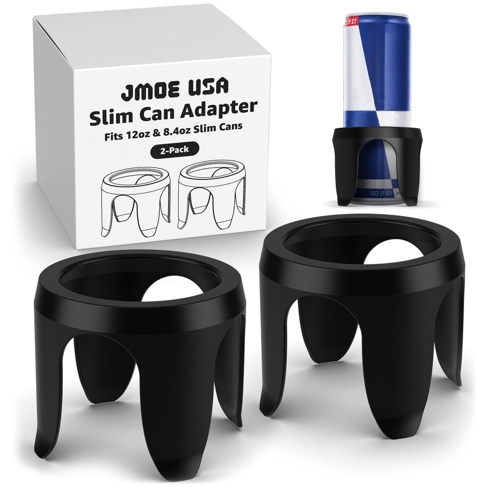 Jmoe USA Slim Can Cup Holder Insert for Car | Fits 8.4oz & 12oz 12oz, Black