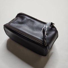 WOLF for Pottery Barn Brown Faux Leather Toiletry Case Bag