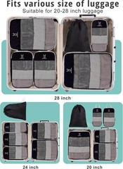 6/8 Sets Compression Packing Cubes for Travel, Portable Zipper Packing Cube f…