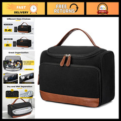 Large Canvas Travel Toiletry Bag for Men – Upright Organizer with Wet Pocket, Gr