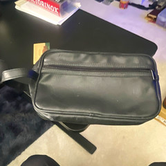 Black Faux Leather Toiletry Travel Dopp Kit Bag, Zippered, Handle, Compartments