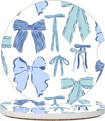 Cute Blue Bow Car Coasters for Cup Holders, 2 Pack 2.56in,
