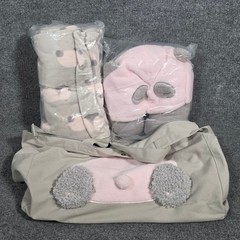 The Beast Home tbh Panda Pompom Travel Set Tote Bag Blanket Neck Pillow New