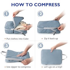 Compression Packing Cubes Packing Cubes for Travel 10 Set LakeBlue and Grey