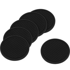 Car Cup Coaster – 6PCS Universal Silicone Non-Slip Drink Holder Inserts Black