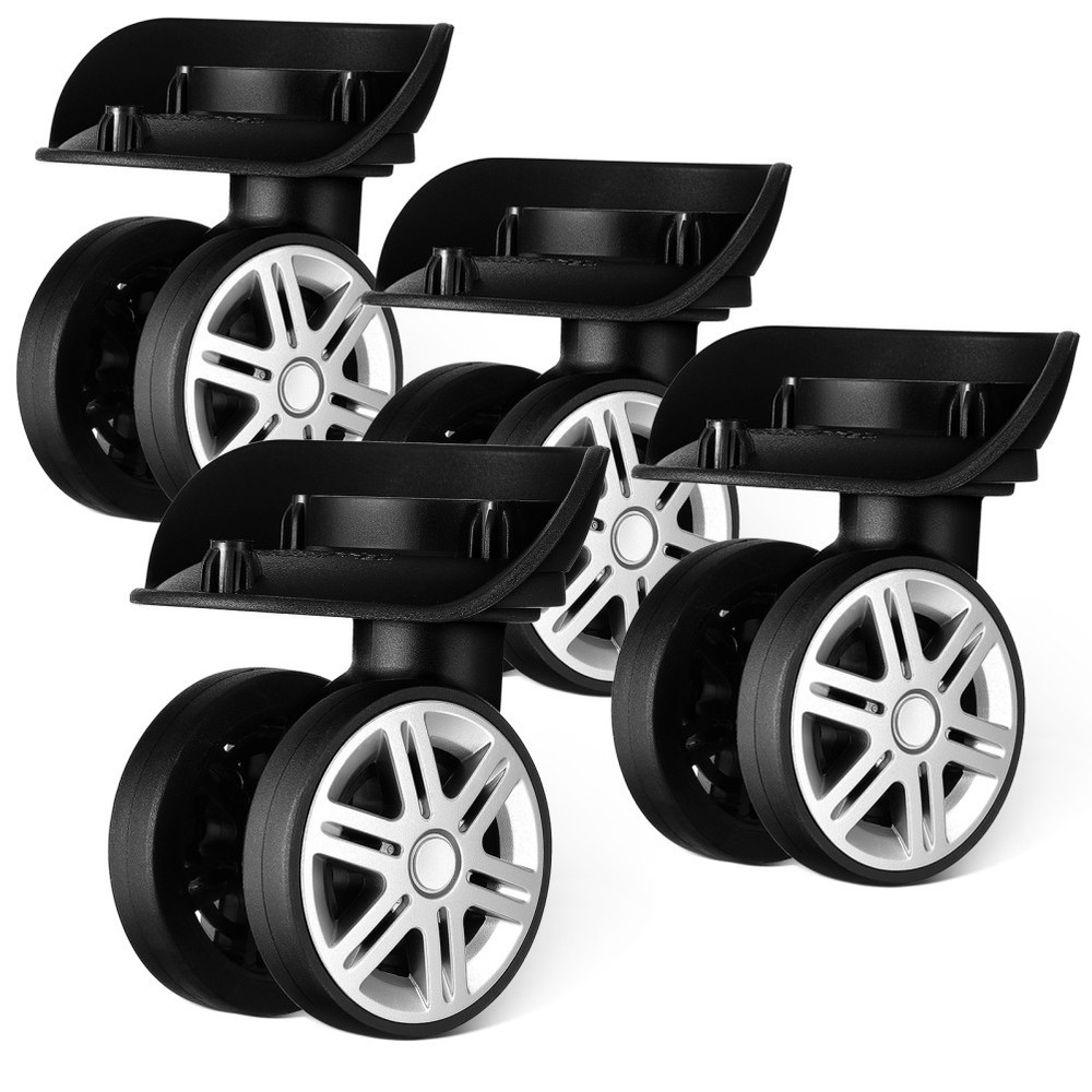 4 Pcs Suitcase Luggage Wheels Replacement Dual Row Swivel Casters ABS Material