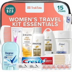 15-Piece Women’s Travel Toiletry Kit, TSA Approved, Premium Brand Toiletries