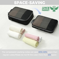 4 Set/6 Set/8 Set Compression Packing Cubes Travel Accessories Expandable Pac…