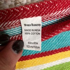 World Market Multicolored Striped Picnic Beach Stadium Blanket Cotton 60X60