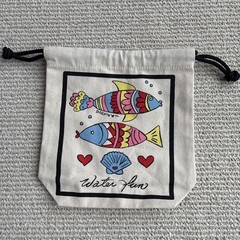 Brighton SEA BREEZE Fish Water Fun Travel Canvas Bag EXCELLENT small drawstring