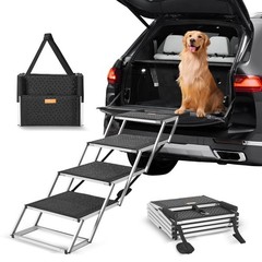 VEVOR 4-Step Dog Car Steps, Folding Dog Ramp with Nonslip Surface, Portable Pet
