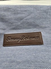 Tommy Bahama Blue Soft Denim Toiletry/Travel Bag Unisex Brown Leather Bottom