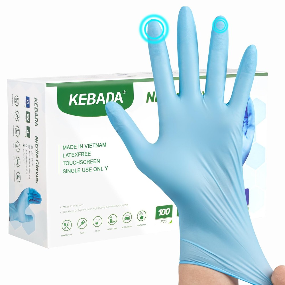 Kebada Nitrile Gloves D1, Disposable for Medium, Blue (100 Ct)