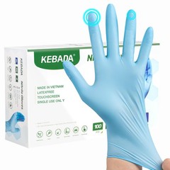 Kebada Nitrile Gloves D1, Disposable for Medium, Blue (100 Ct)
