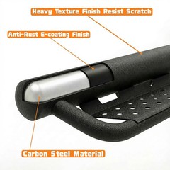 76mm Tube Black Running Boards Slip Resistant Side Step Rails Crew Cab Strong