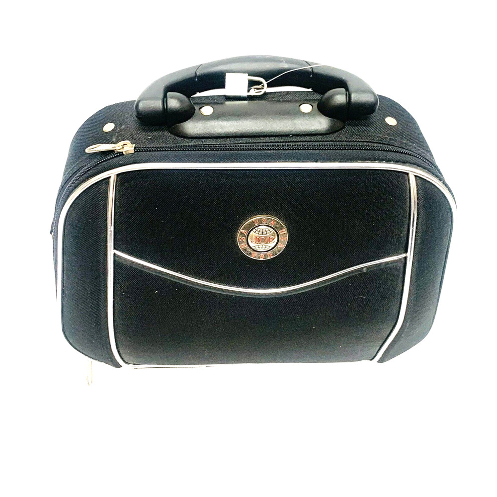 JOE USA Womens Travel Case Vanity Bag Black Zip Lock Mirror Carry On