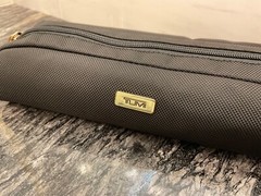 NEW – TUMI Zippered Pencil Case – Cord Pouch – Ballistic Nylon – BLACK w/ GOLD