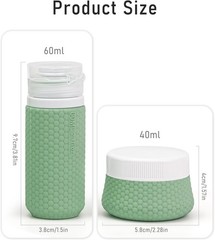 2Pcs 60ml Travel Toiletry Bottles 40ml Cosmetic Jar Set