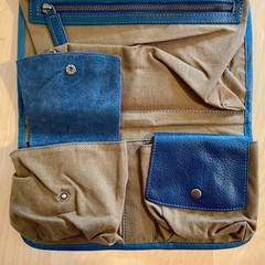 KomalC Leather Hanging Toiletry Bag Travel Dopp Kit Organizer Roll Up Blue Green