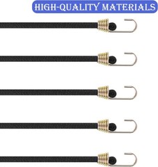 15 Pack Heavy Duty Bungee Cords with Hooks 10 Inch Mini Black, Black