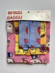 NEW! Baggu “HELLO KITTY & FRIENDS FLORALS” 3D ZIP SET Recyc. Nylon Sold Out/RARE