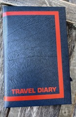 Vintage Travel Diary Journal Retro Unused Blue Red By Gibson 6 1/4 H 4 1/4&Prime; L