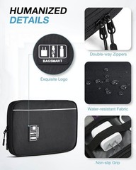 Electronics Travel Organizer Nylon Bag for Cables Power Banks Phone SD Cards
