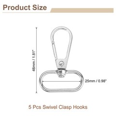 5pcs swivel hooks, 2.5×4.6cm for bags, silver