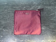 TUMI for Delta Burgundy Red Small Zip Wallet Cosmetic Travel Bag 6.5&Prime; x 6&Prime;