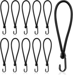 8 Inch Small Bungee Cord with Hooks-Black Cords Heavy 8IN 10PCS, Black