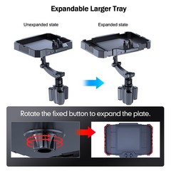 Larger Car Cup Holder Tray, 9~11 inch Expandable Food Medium, Tray