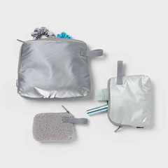 Silver/Gray Travel Organizer Zip Pouch Packing Cubes Set, 3-Piece