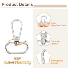 5pcs swivel hooks, 2.5×4.6cm for bags, silver