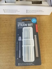 Kikkerland Design Travel Straw Set Extendable Straw + Cleaning Brush