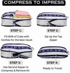 Compression Packing Cubes 6pc Set for Luggage, Travel Agency Gift, Family Travel