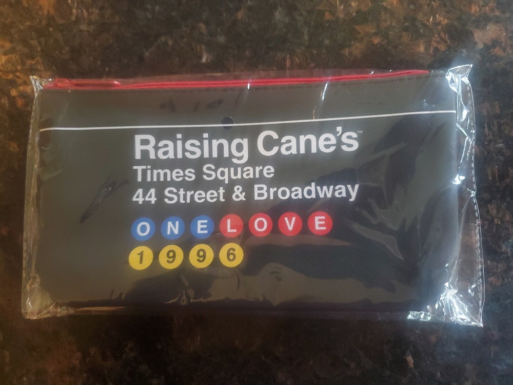 New Raising Canes Times Square Travel Pouch Toiletry Bag Black Red Blue One Love
