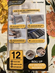 Travel Roll Up Compression Bag 12 (2 pouch), (5 carry-on size),(5 suitcase size)