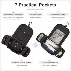 Hanging Toiletry Bag for Men and Women – Water Resistant Nylon Travel Cosmetic
