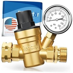 RV Water Pressure Regulator for RV Camper. Brass Lead-free Adjustable Water