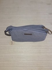 DENGFENGZHE Brown/Grey Travel Toiletry Bag Full-Grain Cowhide Leather Handmade