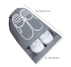 2 Drawstring Travel Shoe Bags Dust Proof Storage Pouch Organizer Gray Clear New
