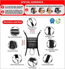 Car Organizer Between Front Seats Mesh Net Bag Purse Holder Pet Barrier Black