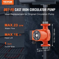 007-F5-7IFC Hot Water Recirculating Pump, 110V, 70W 23 GPM Hot Water Circulation