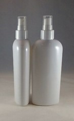 Lot 24 White PET 8 oz Cosmo Oval Plastic Bottles w White Pump Sprayers/Atomizers