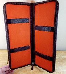 Baekgaard Tweed Brown Leather Travel Tie Case Snap Zip Around Luggage Mens EUC