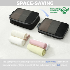 6pc Compression Packing Cubes Set Expandable Travel Luggage Organizers