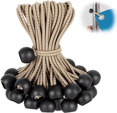 Tarp Ball Bungee Cords 6 Inch,50 PCS Balls Ties Heavy 6 IN, Brown