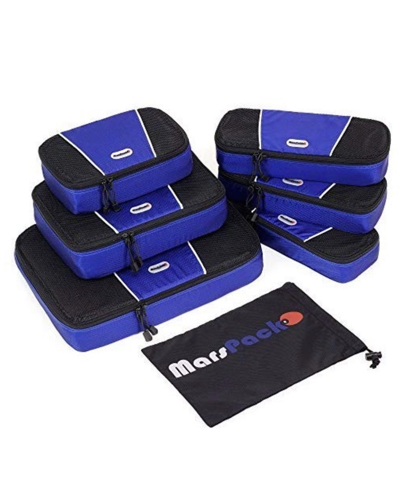 7 Piece Set Packing Cubes Travel Luggage Organizers with Laundry Bag NEW