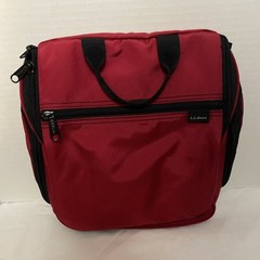 L.L. Bean Personal Organizer Travel Hanging Toiletry Bag Red Medium Size Nylon